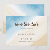 Waterverf Aqua Blauw Op De Zee Bruiloft Save The Date (Voorkant / Achterkant)