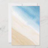 Waterverf aqua blauw op het strand bruiloft kaart (Achterkant)