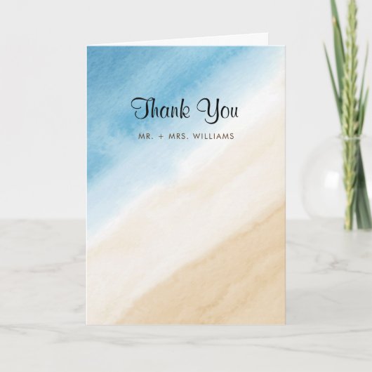 Waterverf Aqua Blue op het Zee bruiloft Bedankkaart (Voorkant)