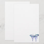 waterverf aqua blue paarse vlinder briefpapier (Voorkant / Achterkant)