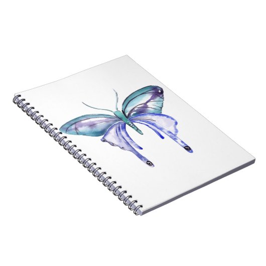 waterverf aqua blue paarse vlinder notitieboek (Rechterzijde)