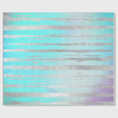 Waterverf Aqua Blue Pastel Silver Strokes Cadeaupapier (Vlak)