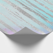 Waterverf Aqua Blue Pastel Silver Strokes Cadeaupapier (Hoek)