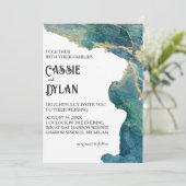 Waterverf Aqua Bruiloft Uitnodigen Kaart (Staand voorkant)