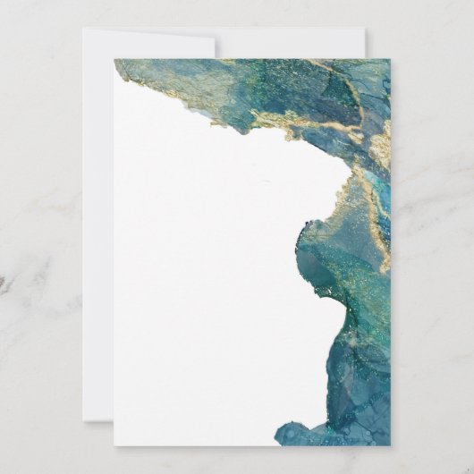 Waterverf Aqua Bruiloft Uitnodigen Kaart (Achterkant)