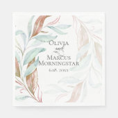 Waterverf Aqua Coral Eucalyptus Bladeren Servet (Voorkant)