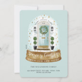 Waterverf Aqua door sneeuw Wereldbol Nieuwe startf Feestdagenkaart (Voorkant)