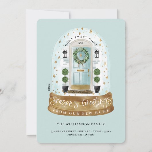 Waterverf Aqua door sneeuw Wereldbol Nieuwe startf Feestdagenkaart (Voorkant)