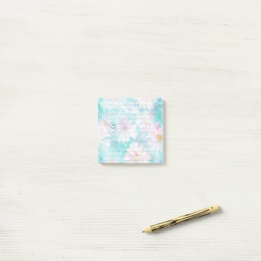 Waterverf Aqua Floral Post-it® Notes (Op bureau)