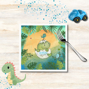 Waterverf Aqua Groene Dinosaurus Feestje Servet