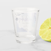 Waterverf Aqua Lila bladeren Sla de datum op Shot Glas (Achterkant)