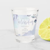 Waterverf Aqua Lila bladeren Sla de datum op Shot Glas (Voorkant)