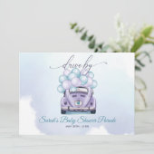 Waterverf Aqua Lila Enterprise DriveBy Baby shower Kaart (Staand voorkant)