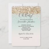 Waterverf Aqua Ombre gouden confetti witte glitter Kaart (Voorkant)