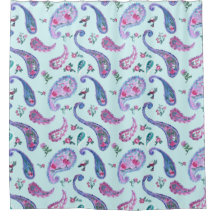 Waterverf Aqua Paisley Lavendel Gordijn