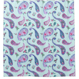 Waterverf Aqua Paisley Lavendel Gordijn
