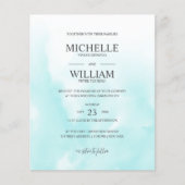 Waterverf Aqua Plain Elegant Budget Wedding (Voorkant)