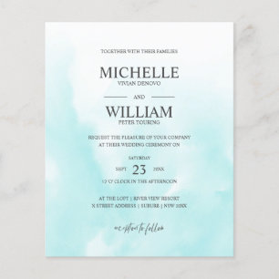 Waterverf Aqua Plain Elegant Budget Wedding
