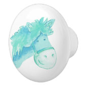 Waterverf aqua pony / paardenknop keramische knop (Rechts)