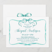 Waterverf Aqua Ribbon Baby shower Kaart (Voorkant / Achterkant)