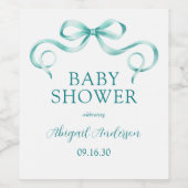 Waterverf Aqua Ribbon Baby shower Wijn Etiket (Enkel label)