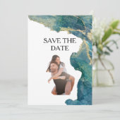 Waterverf Aqua Save the Date Kaart (Staand voorkant)