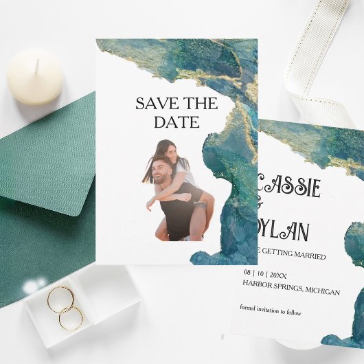 Waterverf Aqua Save the Date Kaart