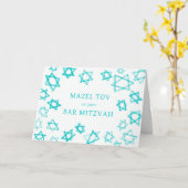 Waterverf Aqua Stars MAZEL TOV Bar Bat Mitzvah Kaart (Gele Bloem)