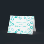 Waterverf Aqua Stars MAZEL TOV Bar Bat Mitzvah Kaart<br><div class="desc">Perfecte leuke MAZEL TOV kaart te sturen voor een vleermuis mitswa, bar mitswa of andere joodse viering! Hand gemaakte waterverf kunst voor u op de voorkant en blanco binnen! VOLLEDIG ! Klik op "Personaliseren" hierboven om de tekst te bewerken. Klik op "bewerken met behulp van design tool" om de lettertypen,...</div>