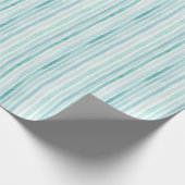 Waterverf Aqua Verticale Streeppatroon Kust Cadeaupapier (Hoek)