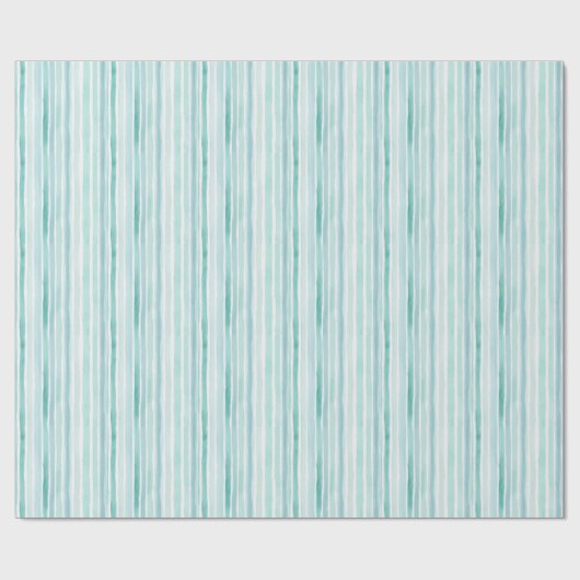 Waterverf Aqua Verticale Streeppatroon Kust Cadeaupapier (Vlak)