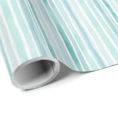 Waterverf Aqua Verticale Streeppatroon Kust Cadeaupapier (Rol Hoek)