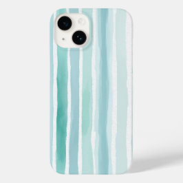 Waterverf Aqua Verticale Streeppatroon Kust Case-Mate iPhone 14 Hoesje