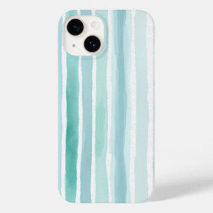 Waterverf Aqua Verticale Streeppatroon Kust Case-Mate iPhone 14 Hoesje