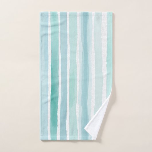 Waterverf Aqua Verticale Streeppatroon Kust Handdoek (Handdoek)