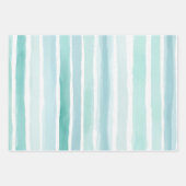 Waterverf Aqua Verticale Streeppatroon Kust Inpakpapier Vel (Voorkant 2)