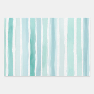 Waterverf Aqua Verticale Streeppatroon Kust Inpakpapier Vel