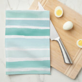 Waterverf Aqua Verticale Streeppatroon Kust Theedoek (Quarter Fold)