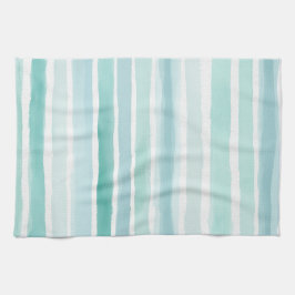 Waterverf Aqua Verticale Streeppatroon Kust Theedoek