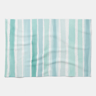 Waterverf Aqua Verticale Streeppatroon Kust Theedoek