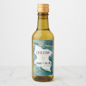 Waterverf Aqua Wedding Wijnlabels Wijn Etiket (Voorkant)