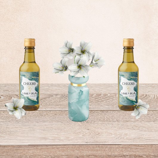 Waterverf Aqua Wedding Wijnlabels Wijn Etiket