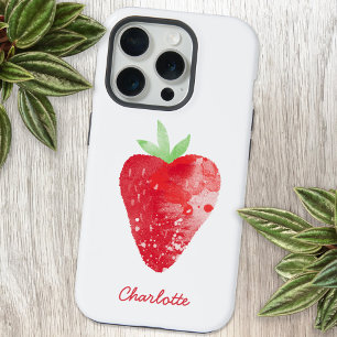 Waterverf Aquarel Aangepaste Aardbei iPhone 15 Pro Case