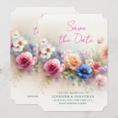 Waterverf Aquarel Bloemen Script Save The Date (Voorkant / Achterkant)