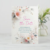 Waterverf Aquarel Bloemig Schrift Bewaar de Datum Save The Date (Staand voorkant)