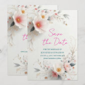 Waterverf Aquarel Bloemig Schrift Bewaar de Datum Save The Date (Voorkant / Achterkant)