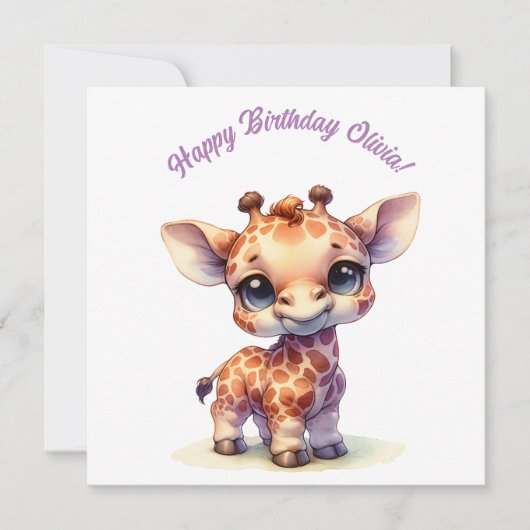 Waterverf aquarel cute baby giraffe kaart (Voorkant)