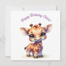 Waterverf aquarel cute baby giraffe