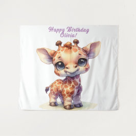 Waterverf aquarel cute baby giraffe wandkleed