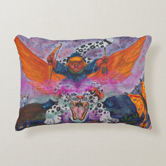 Waterverf Aquarel Fantasie Illustratie Wereld Accent Kussen (Voorkant)